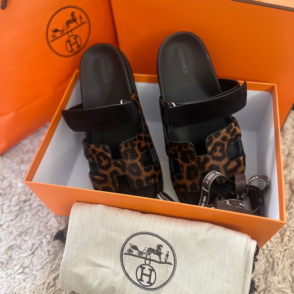 Chypre sandal Leopard Print Black Sandals - Picture 4 of 14
